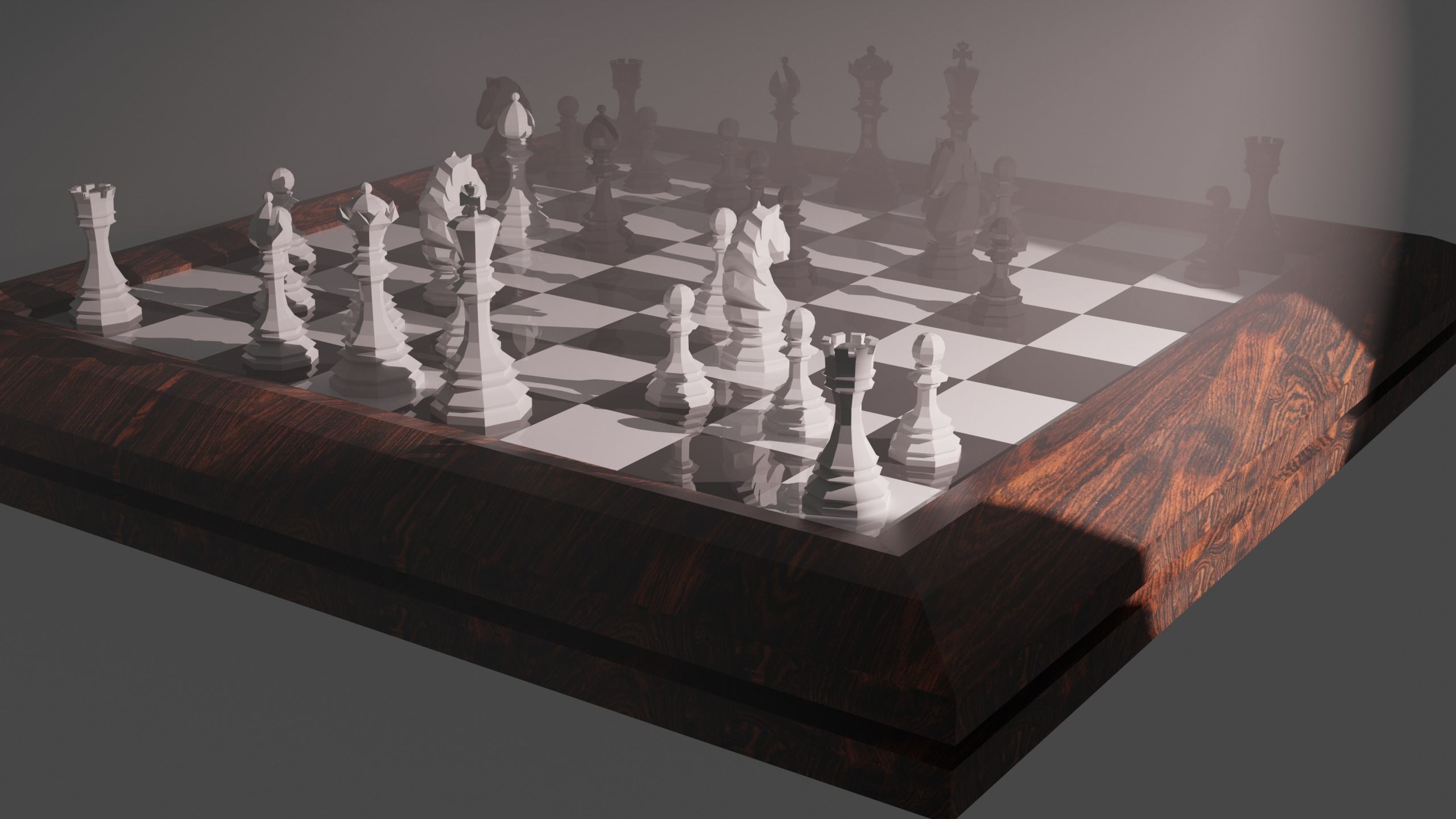 Low Poly Chess Set 3D print model_2