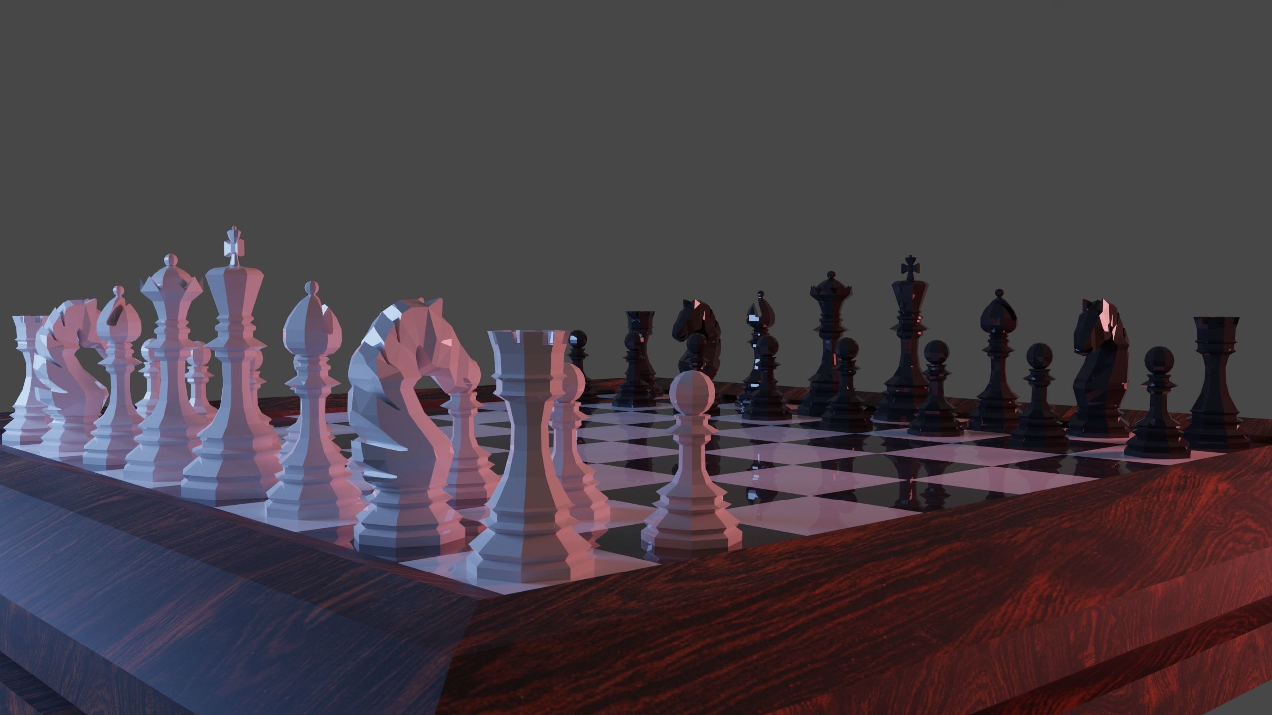 Low Poly Chess Set 3D print model_1