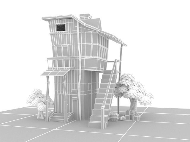 Cartoon House 3D model_4