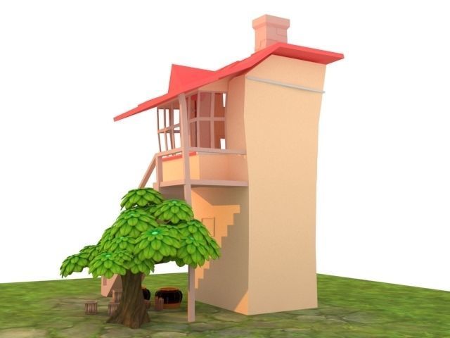 Cartoon House 3D model_2