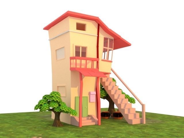 Cartoon House 3D model_1