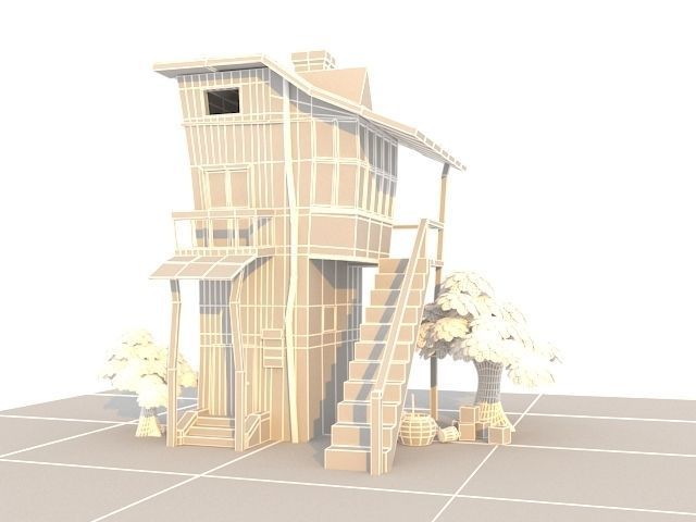 Cartoon House 3D model_3