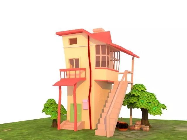 Cartoon House 3D model_0