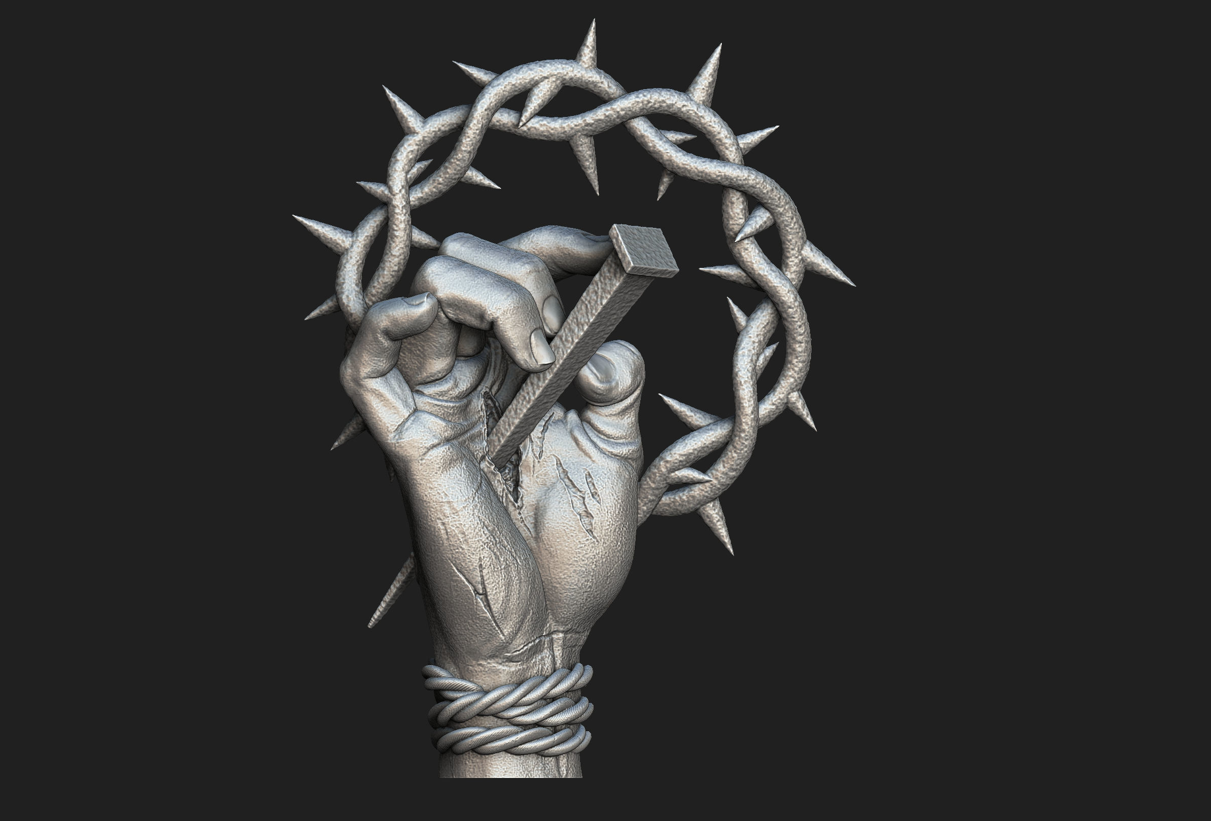 Hand of Jesus Pendant 3D print model_1