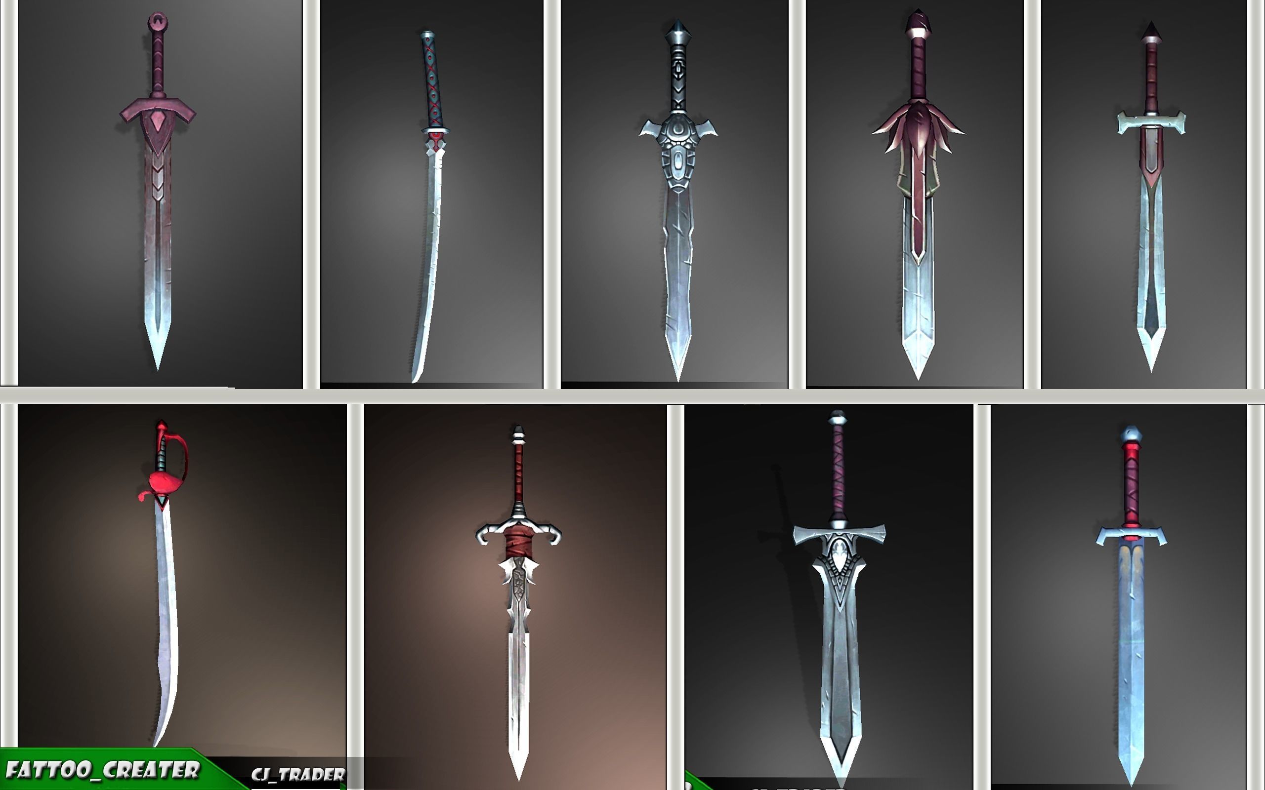 Fantasy Weapon Collection Pack Low-Poly 3D Model _7