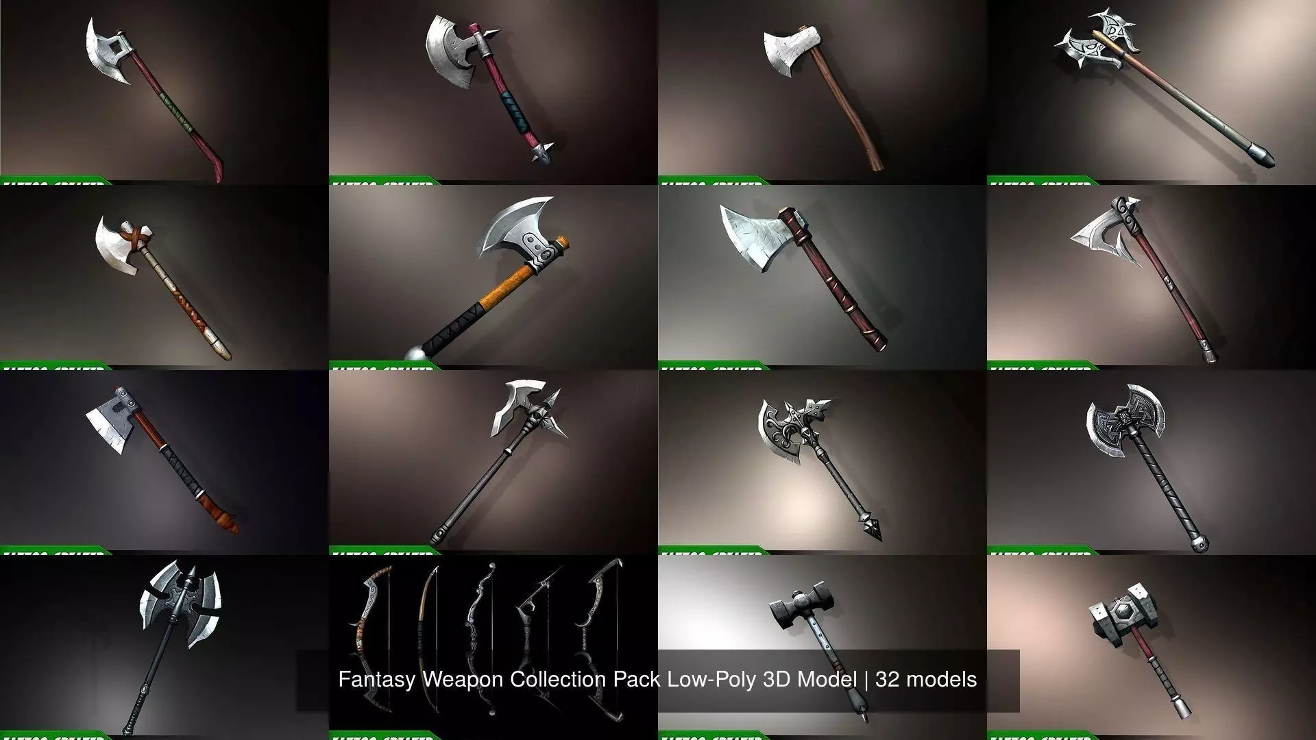 Fantasy Weapon Collection Pack Low-Poly 3D Model _1
