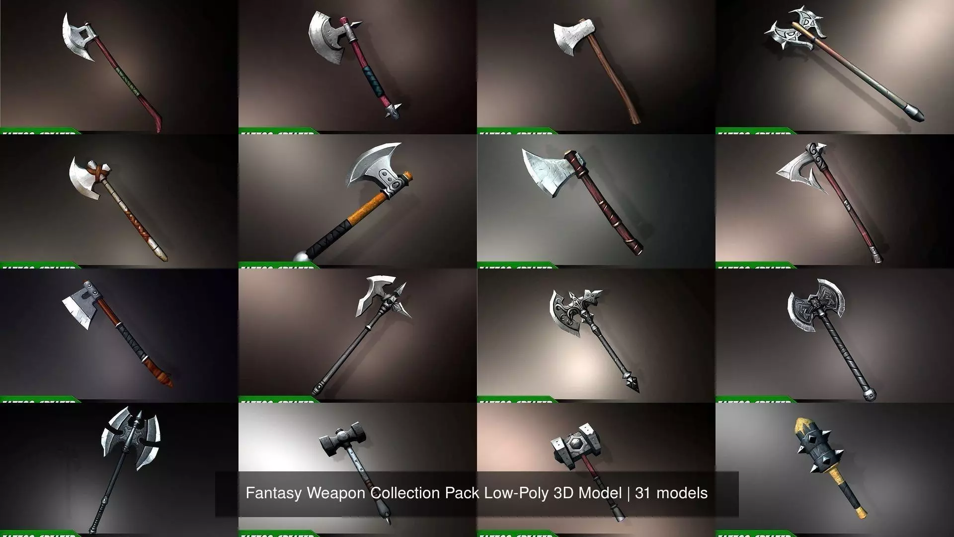 Fantasy Weapon Collection Pack Low-Poly 3D Model _2