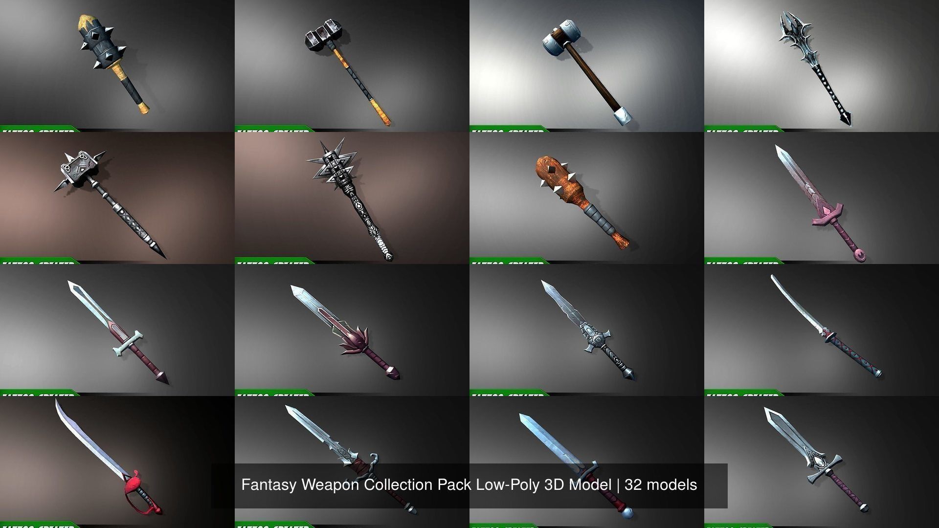 Fantasy Weapon Collection Pack Low-Poly 3D Model _3