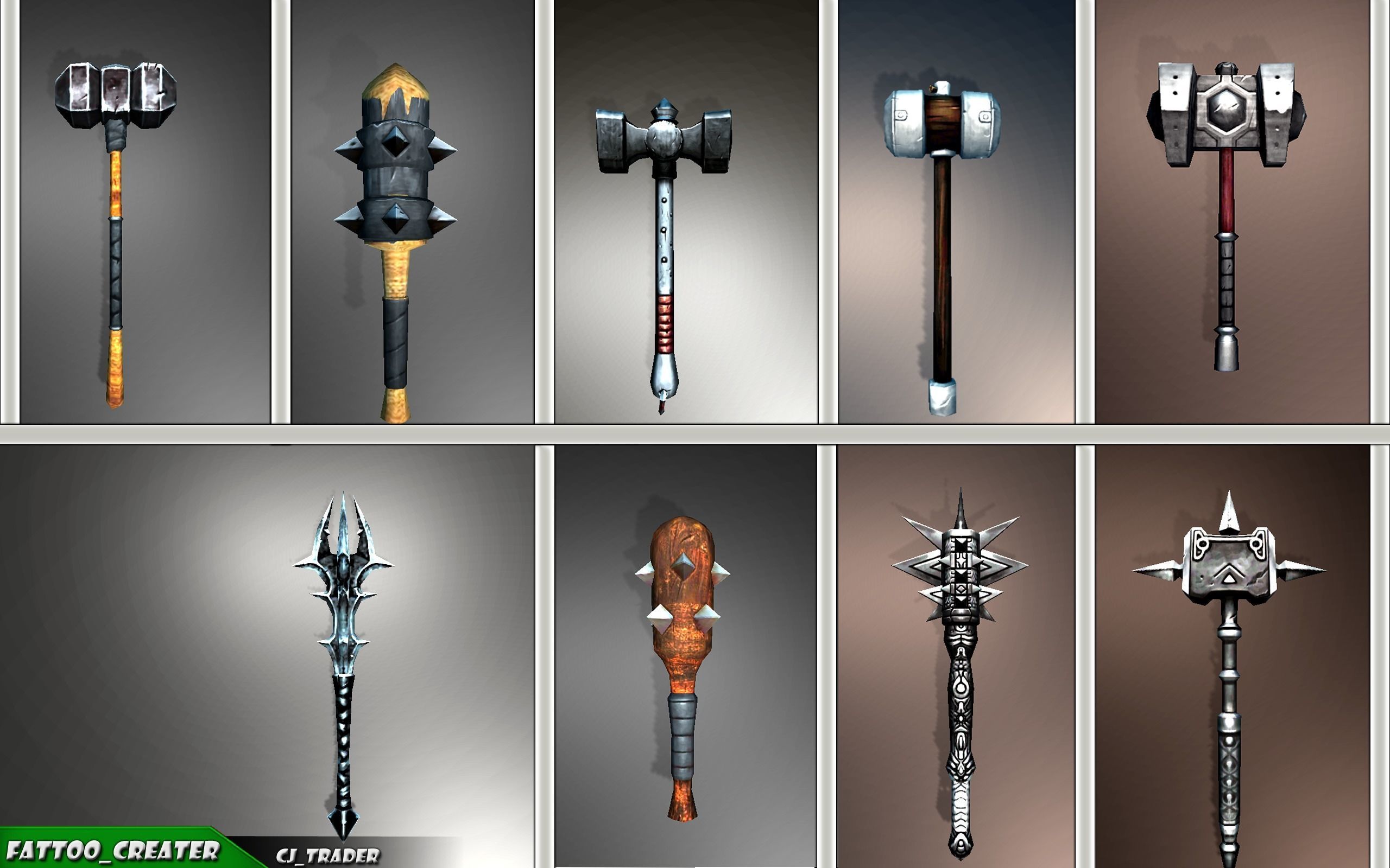 Fantasy Weapon Collection Pack Low-Poly 3D Model _5