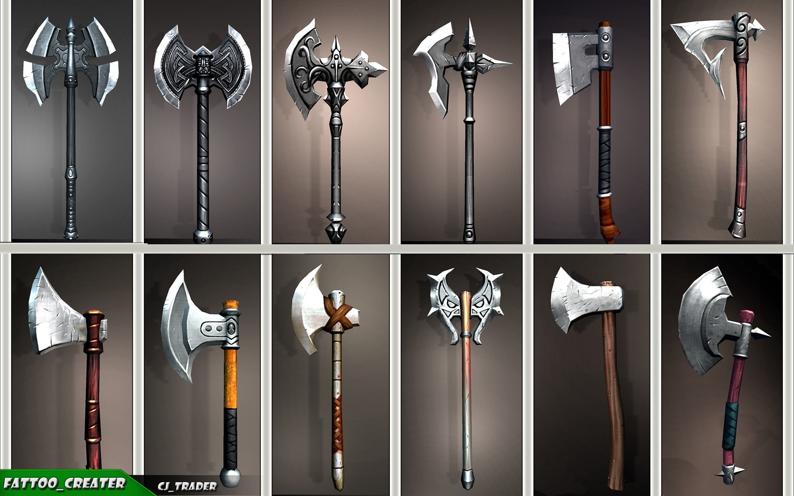Fantasy Weapon Collection Pack Low-Poly 3D Model _6