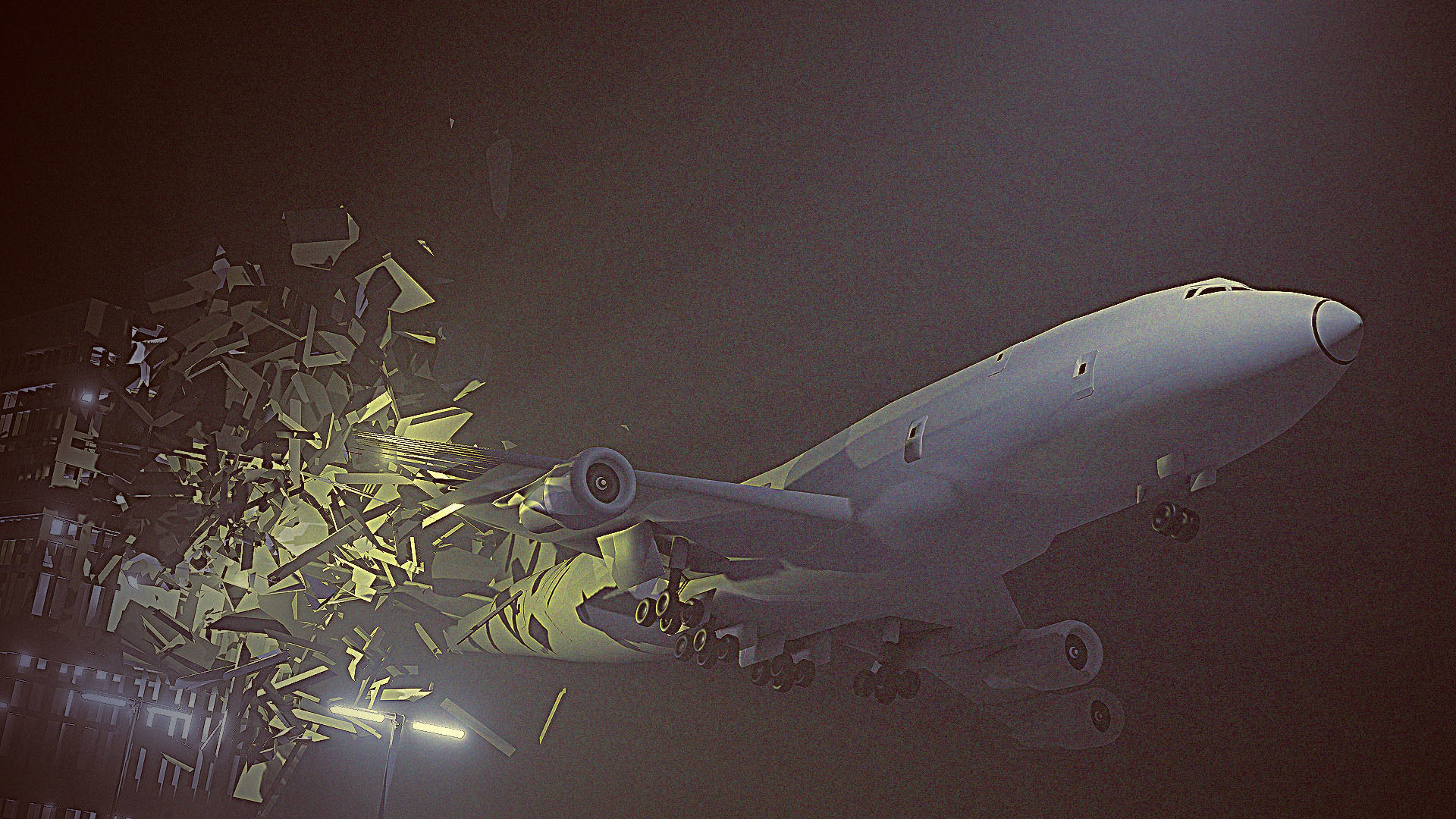 blender eevee plane crash animation scene 3D model animated CGTrader