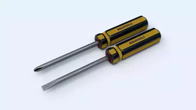 Flat head and Phillips Screwdriver 3D Models 3D model