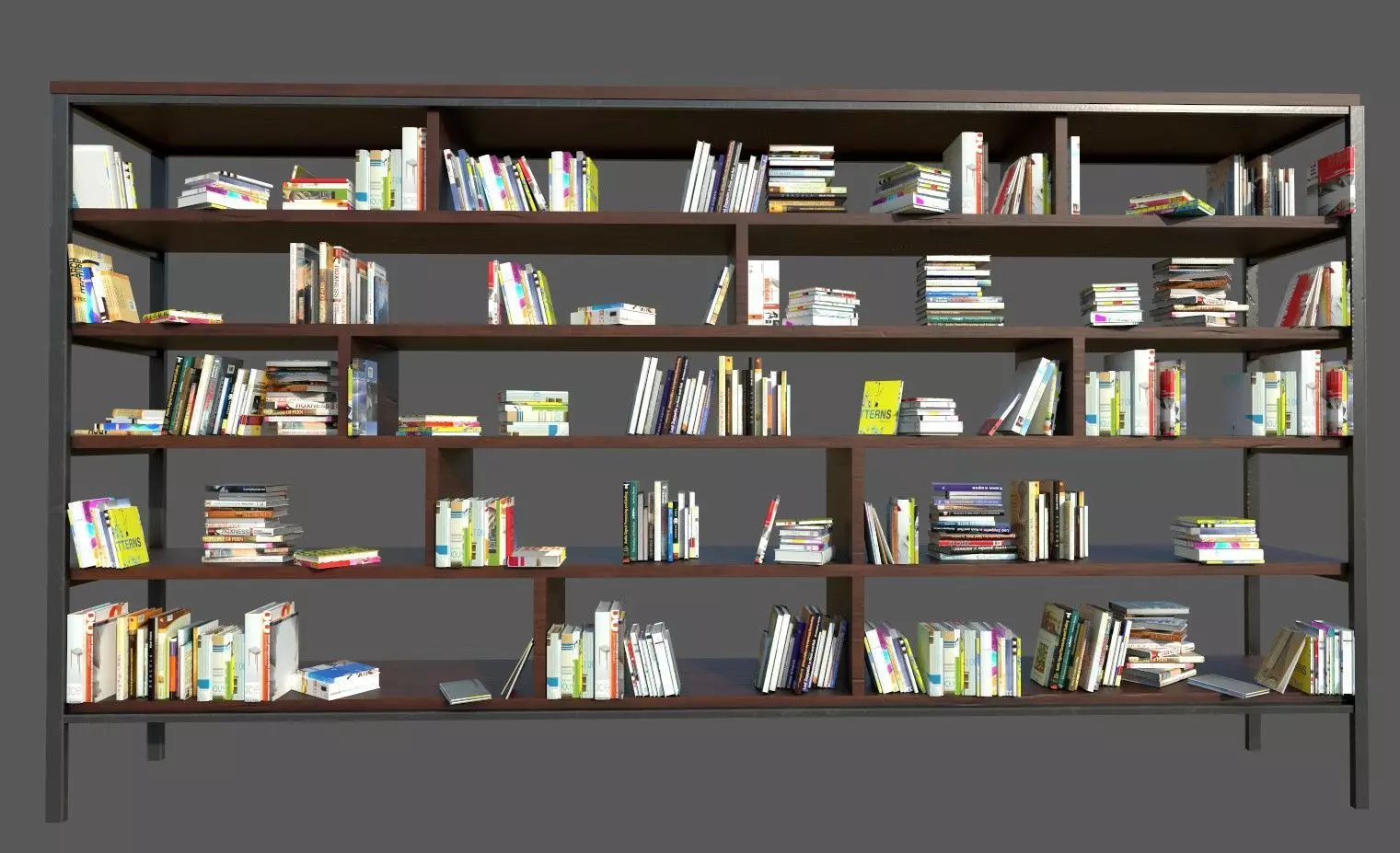 Book Shelf with Books Low-poly 3D model