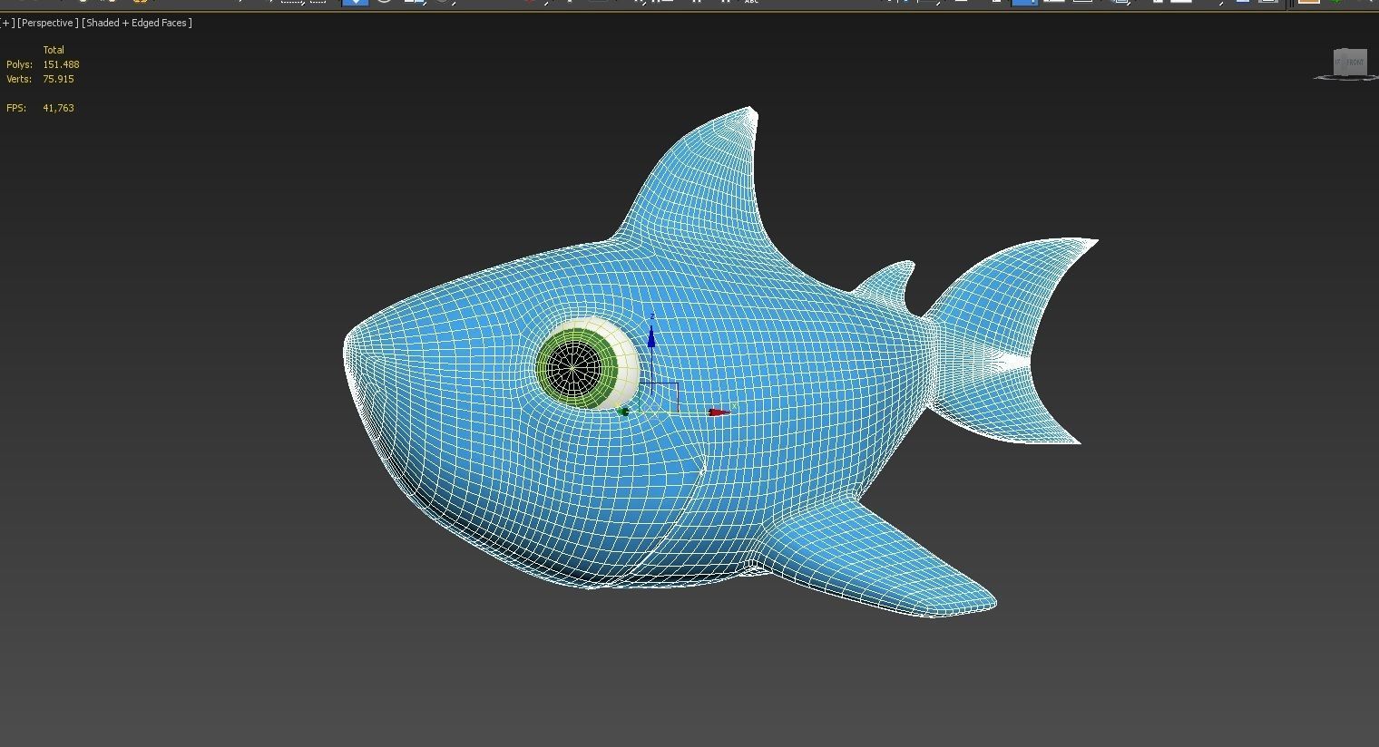 baby shark rigged character lowpoly and highpoly fbx obj mtl Low-poly 3D model_12