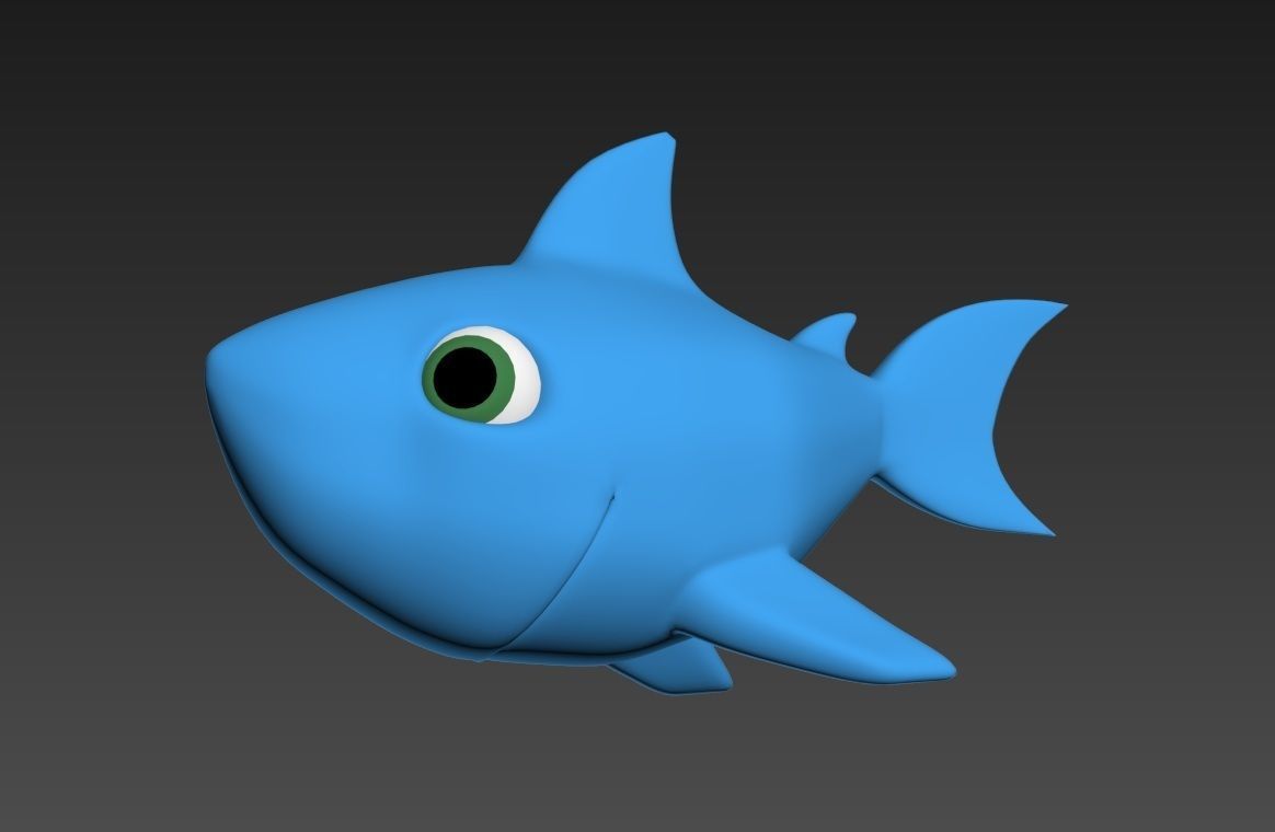 baby shark rigged character lowpoly and highpoly fbx obj mtl Low-poly 3D model_3