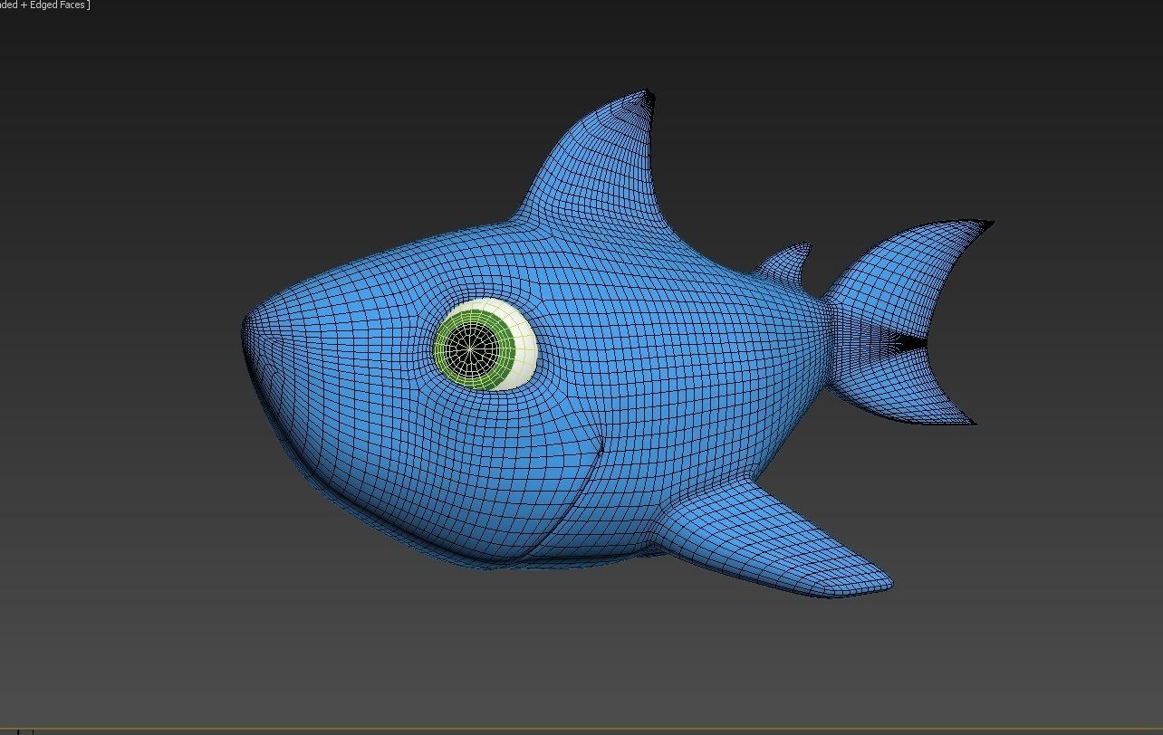baby shark rigged character lowpoly and highpoly fbx obj mtl Low-poly 3D model_11