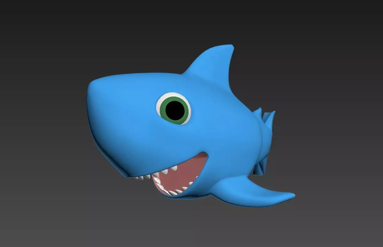 baby shark rigged character lowpoly and highpoly fbx obj mtl Low-poly 3D model_0