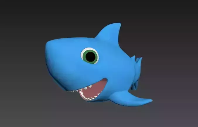 baby shark rigged character lowpoly and highpoly fbx obj mtl