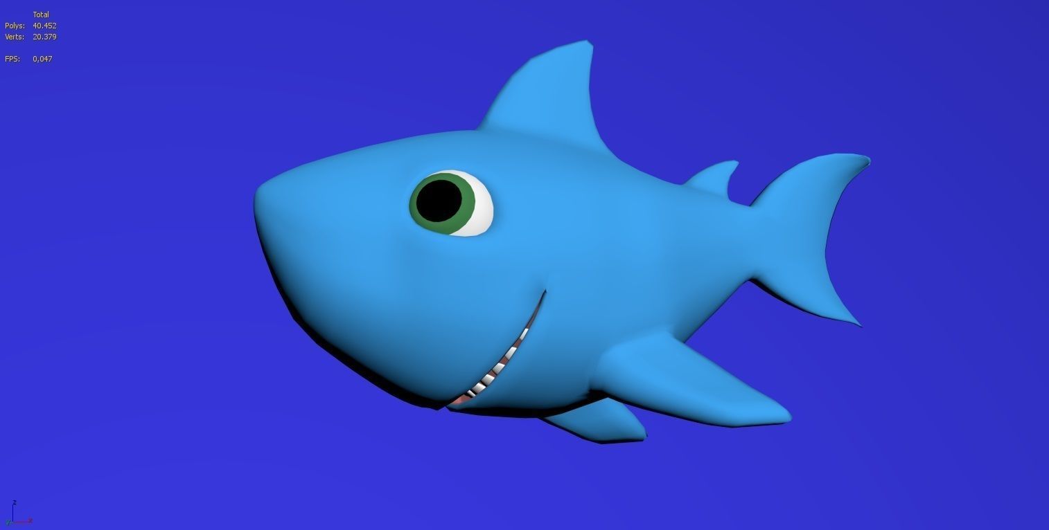 baby shark rigged character lowpoly and highpoly fbx obj mtl Low-poly 3D model_15