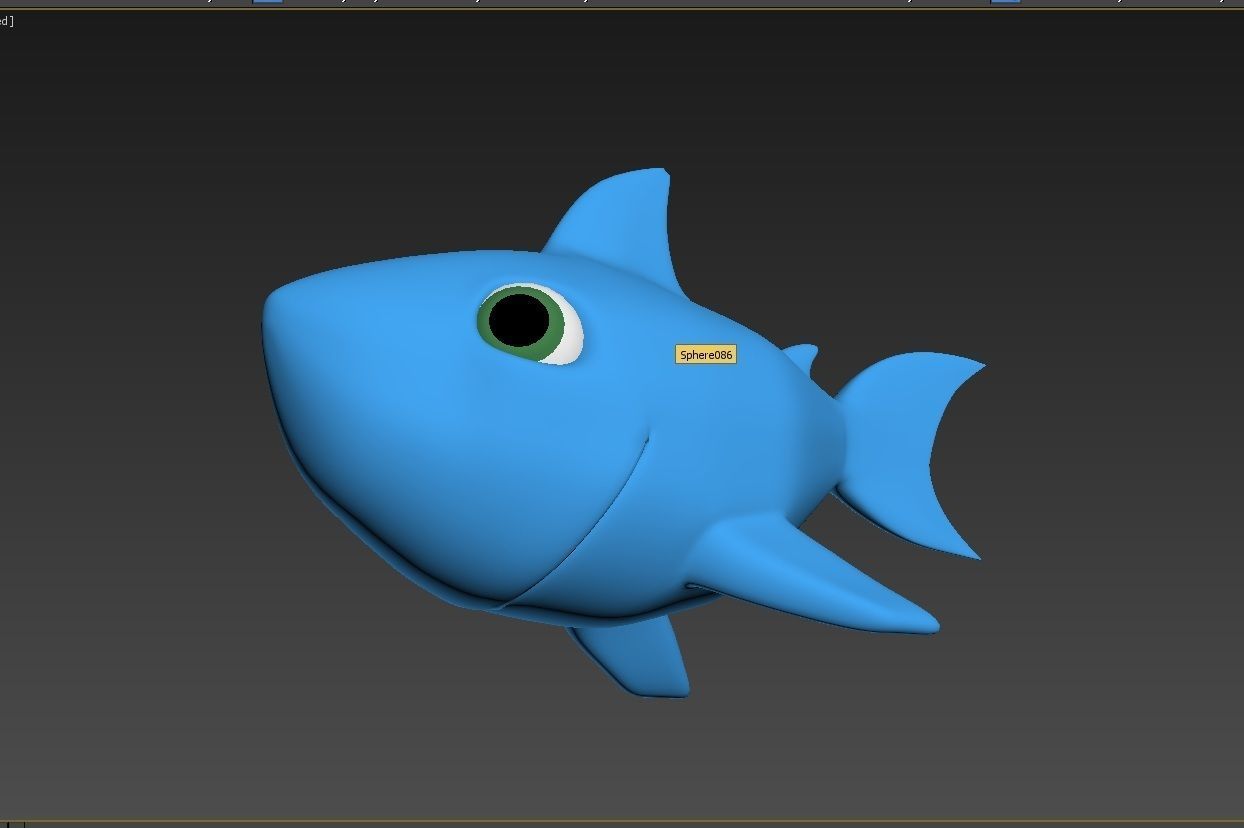 baby shark rigged character lowpoly and highpoly fbx obj mtl Low-poly 3D model_10