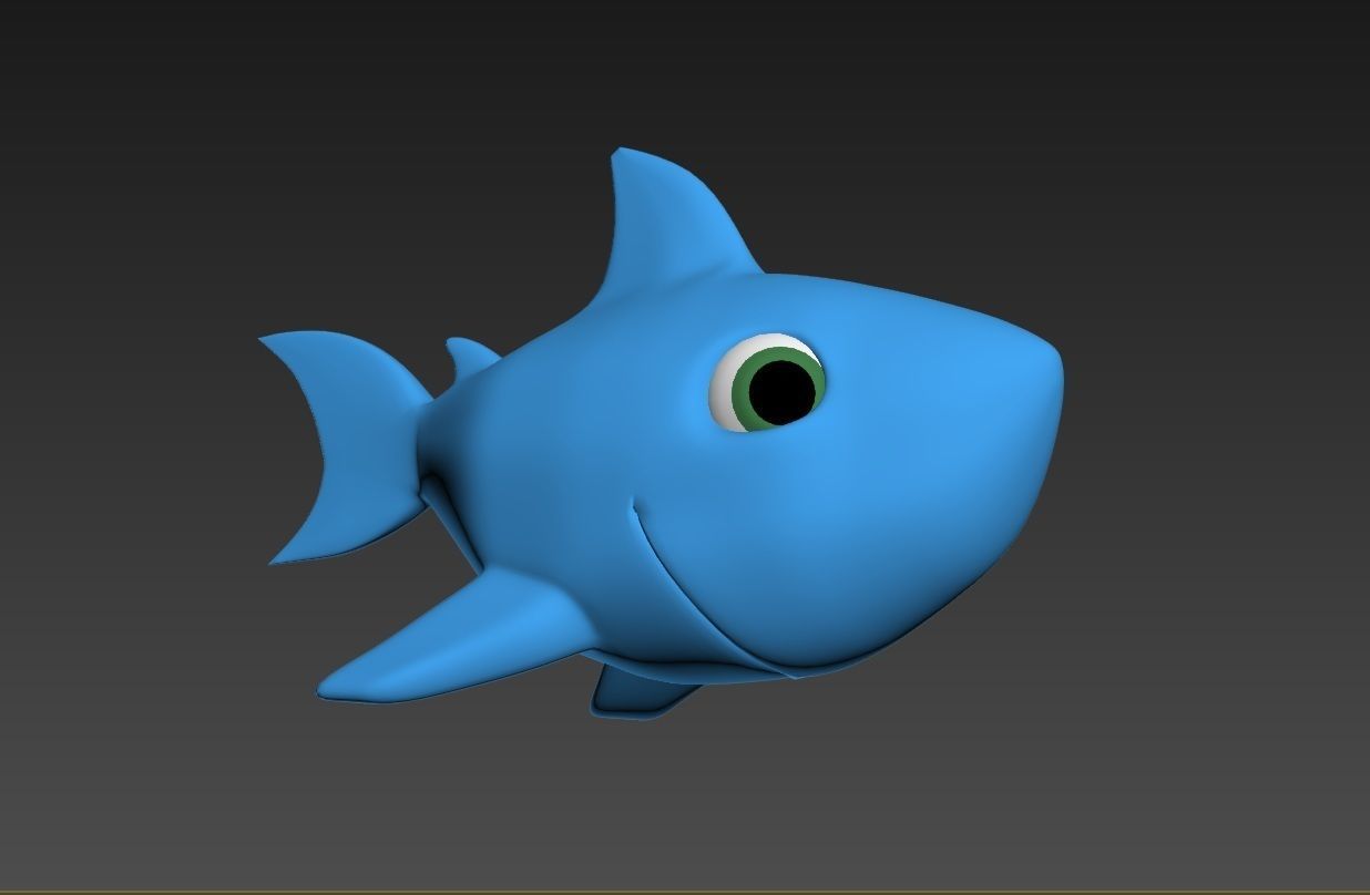 baby shark rigged character lowpoly and highpoly fbx obj mtl Low-poly 3D model_8