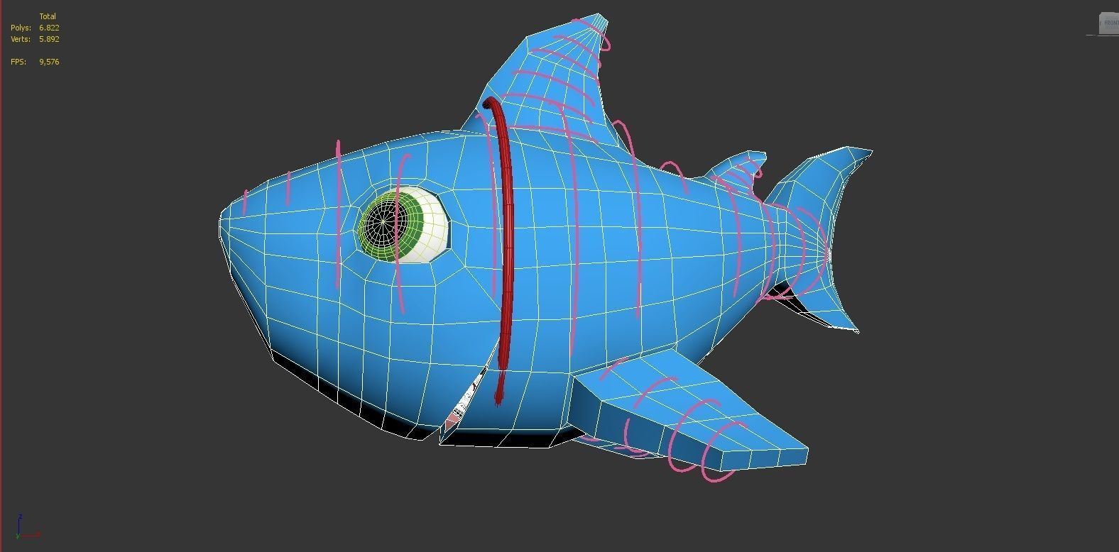baby shark rigged character lowpoly and highpoly fbx obj mtl Low-poly 3D model_7