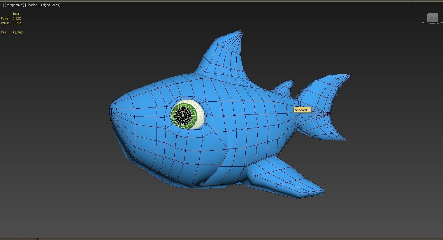 baby shark rigged character lowpoly and highpoly fbx obj mtl Low-poly 3D model_13