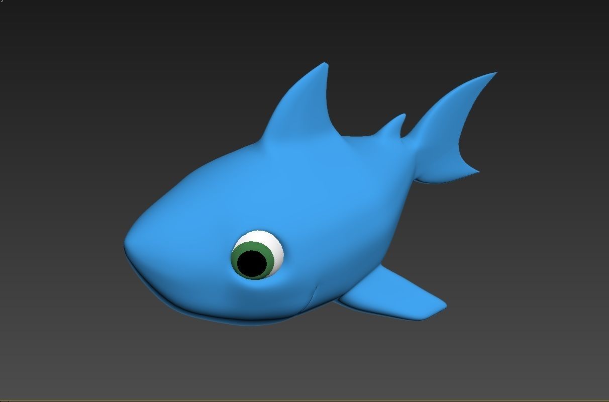 baby shark rigged character lowpoly and highpoly fbx obj mtl Low-poly 3D model_9