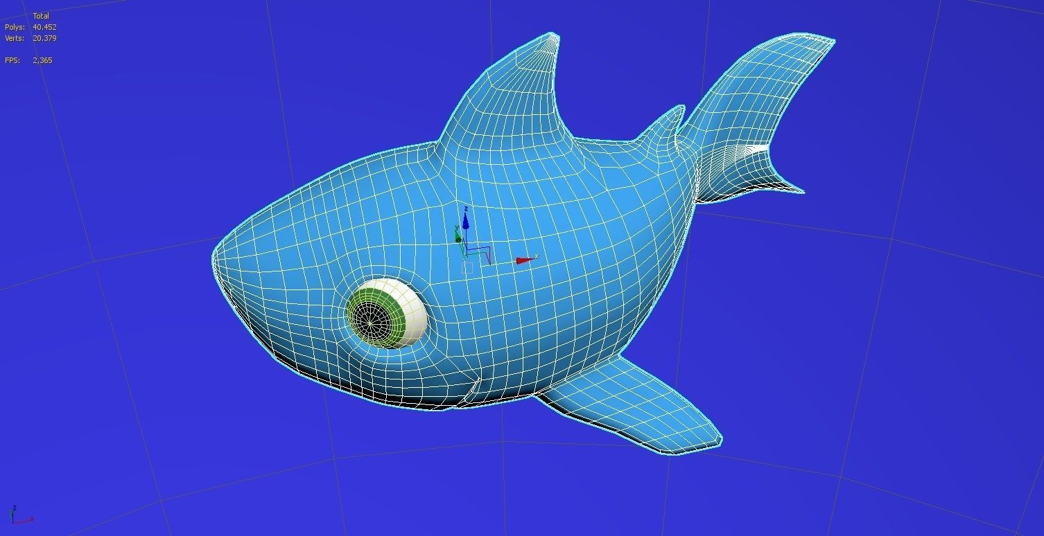 baby shark rigged character lowpoly and highpoly fbx obj mtl Low-poly 3D model_17