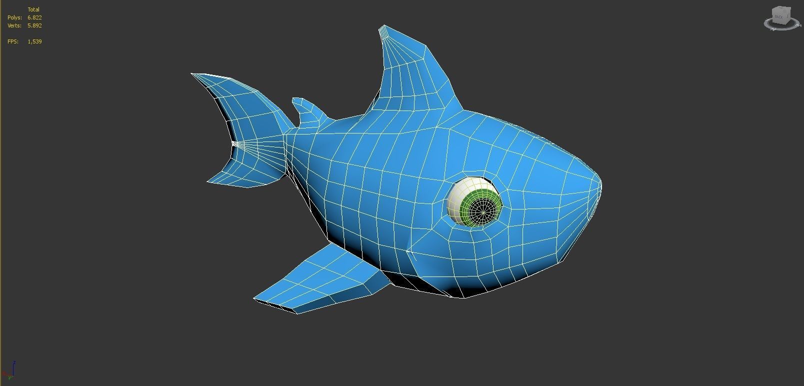 baby shark rigged character lowpoly and highpoly fbx obj mtl Low-poly 3D model_6