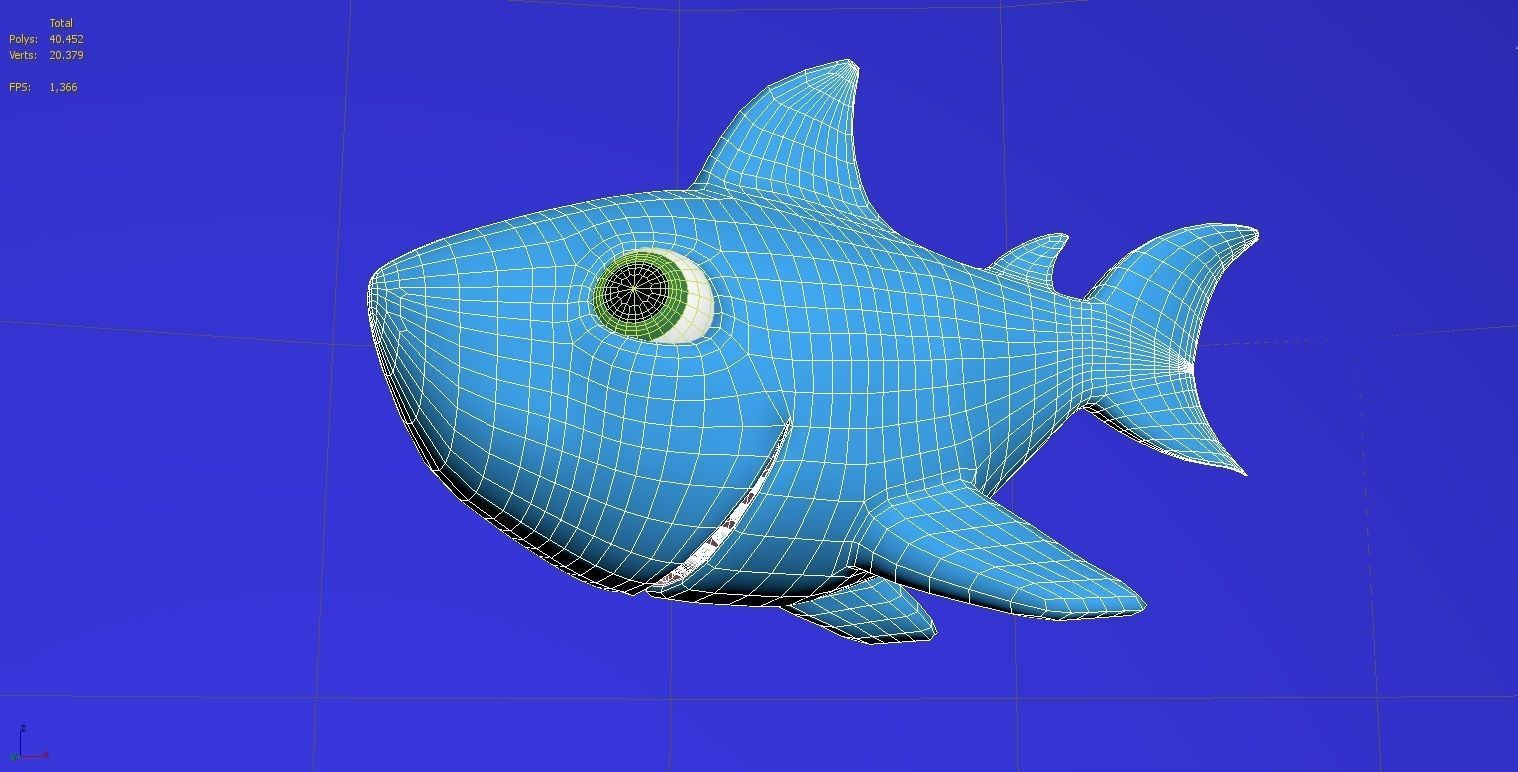 baby shark rigged character lowpoly and highpoly fbx obj mtl Low-poly 3D model_16