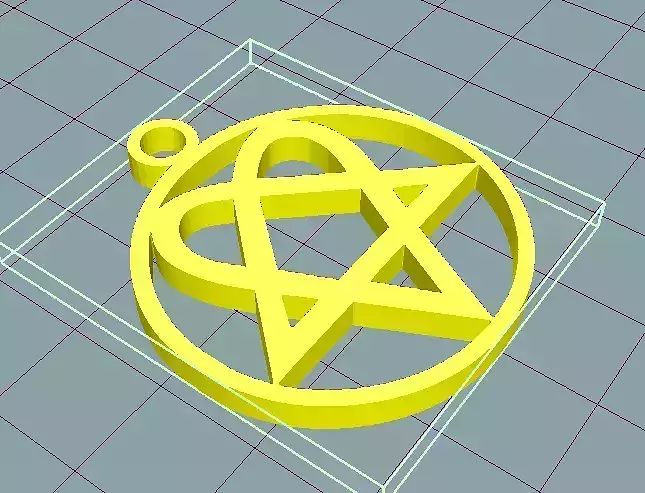 Heartagram pentagram pendant 3D model