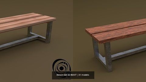 Bench Set 32 8M4T 3D Model Collection_22