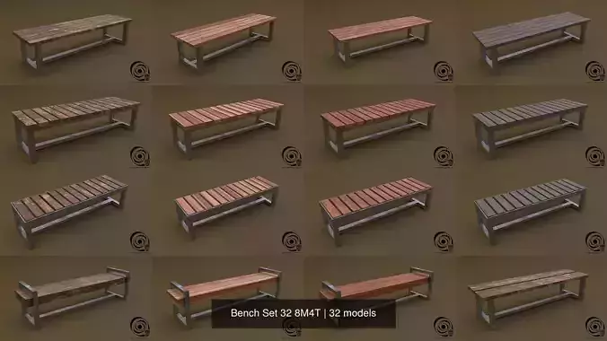 Bench Set 32 8M4T 3D Model Collection