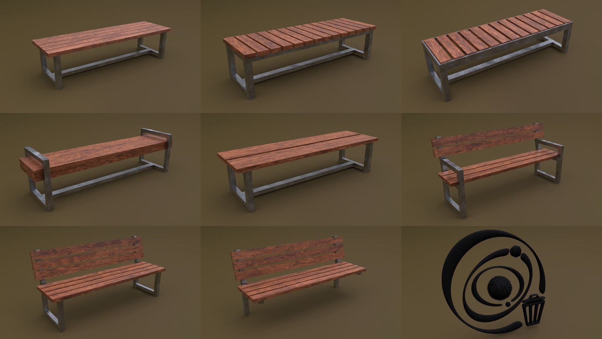 Bench Set 32 8M4T 3D Model Collection_52
