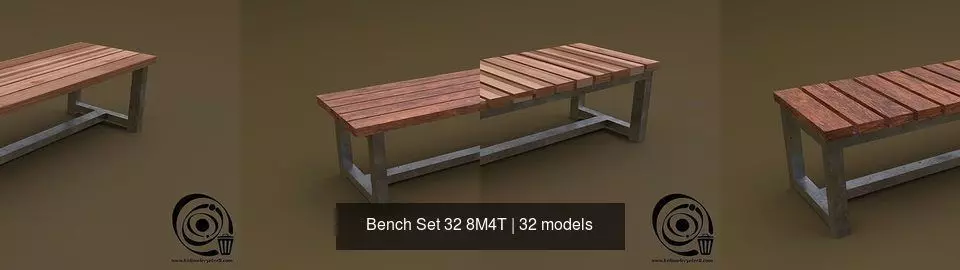 Bench Set 32 8M4T 3D Model Collection_9