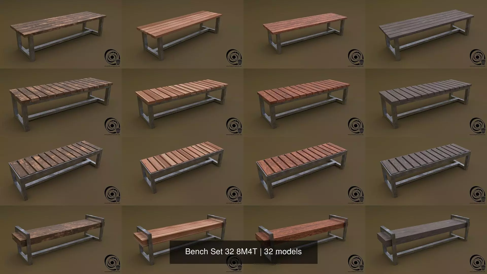 Bench Set 32 8M4T 3D Model Collection_7