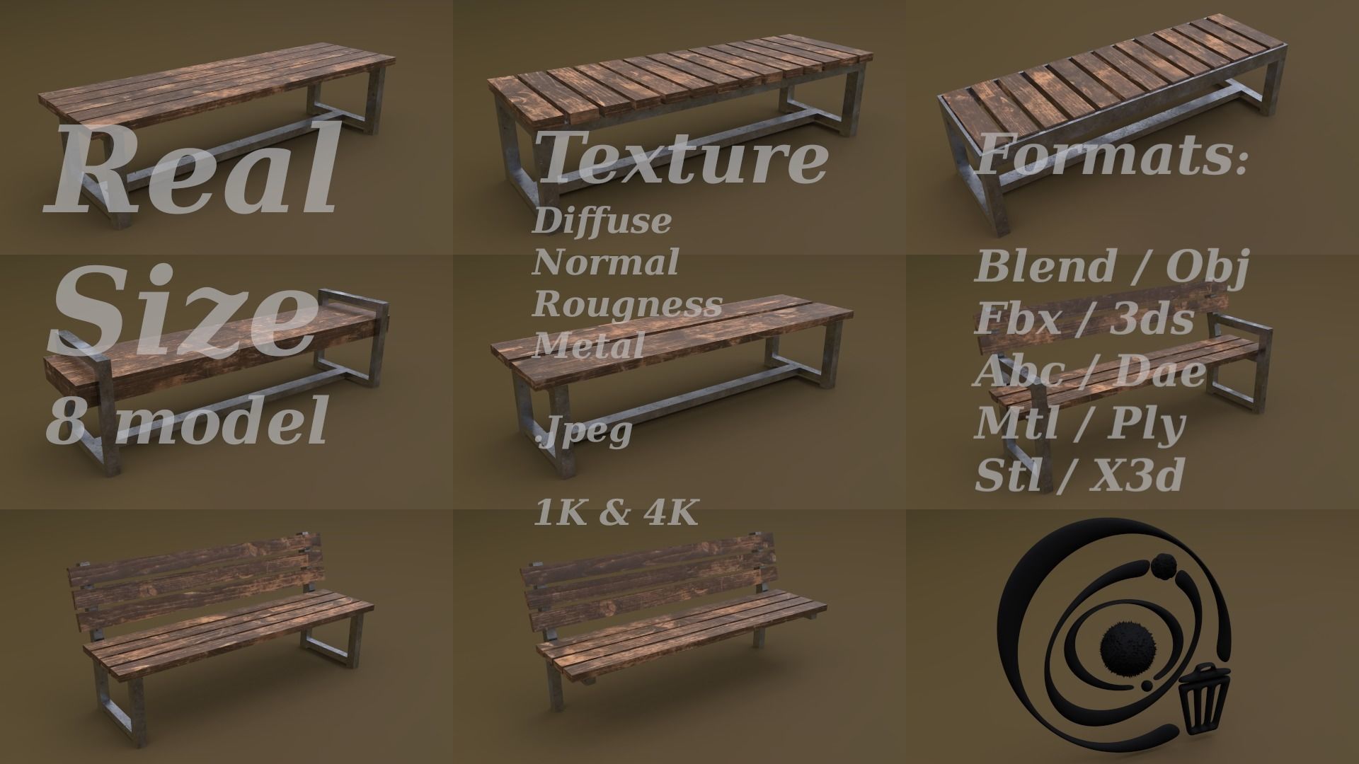 Bench Set 32 8M4T 3D Model Collection_43