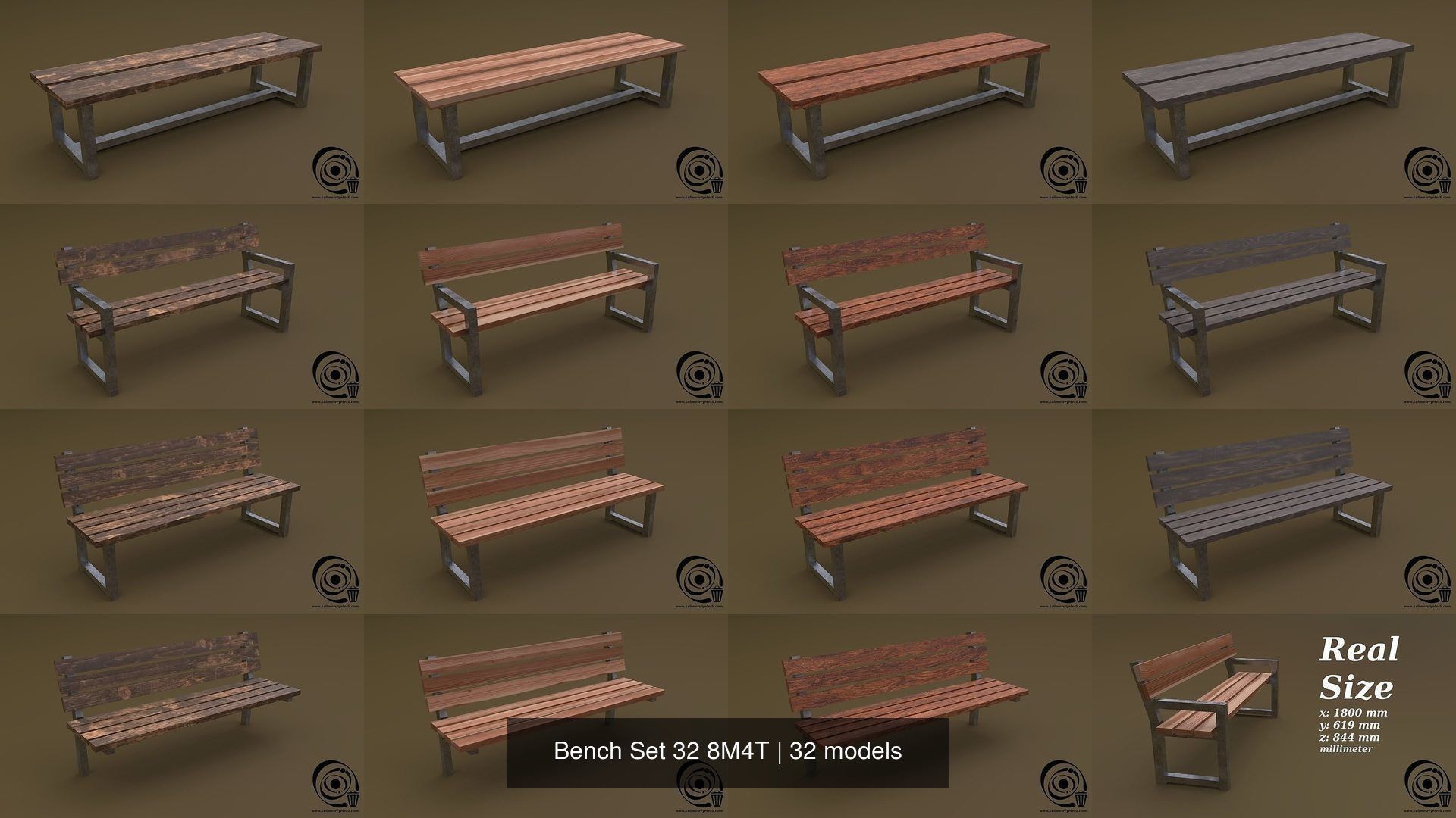 Bench Set 32 8M4T 3D Model Collection_35