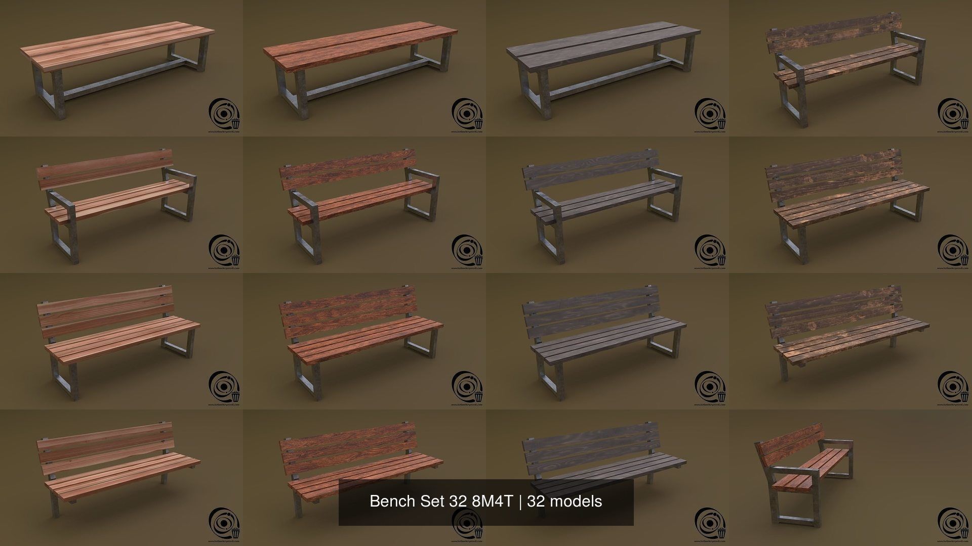 Bench Set 32 8M4T 3D Model Collection_23
