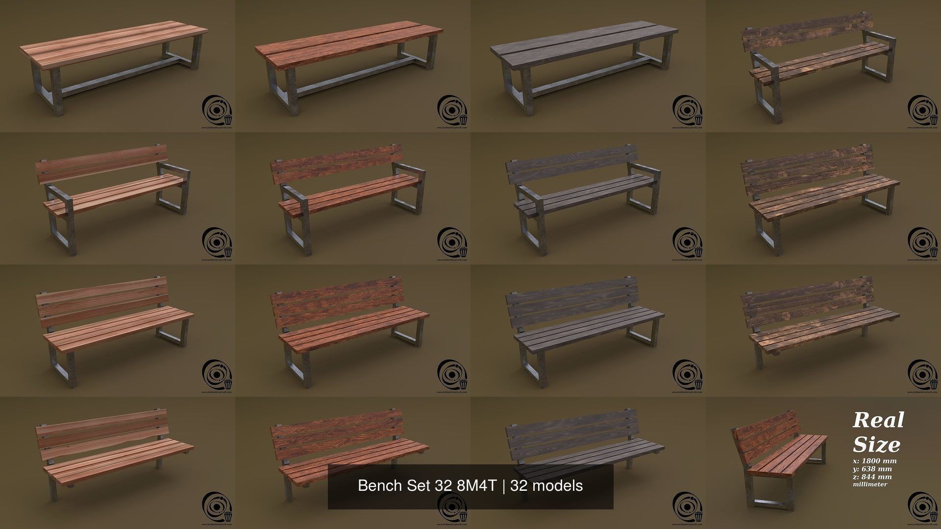 Bench Set 32 8M4T 3D Model Collection_18
