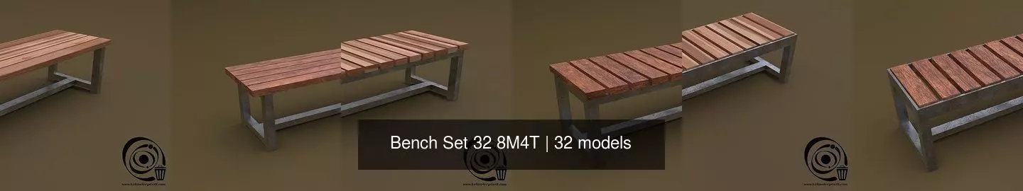 Bench Set 32 8M4T 3D Model Collection_16