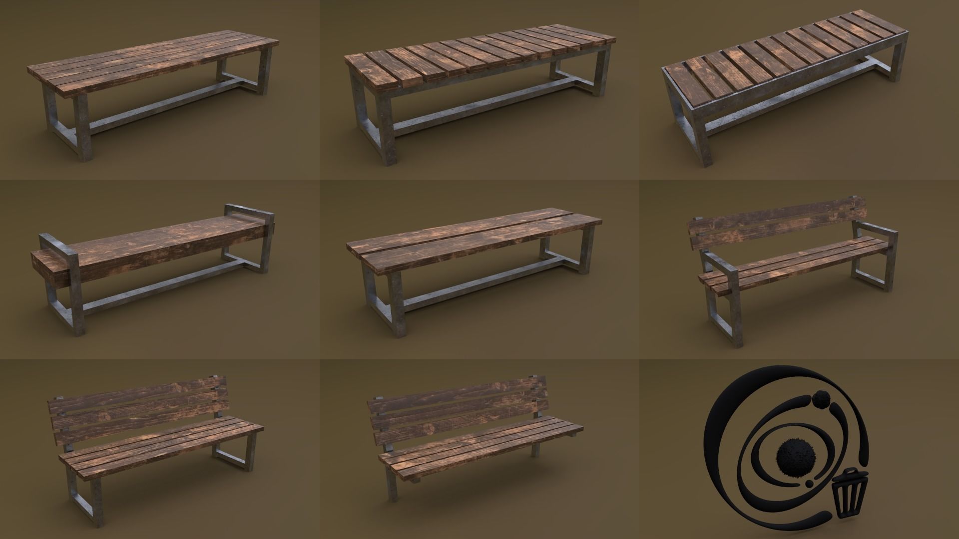 Bench Set 32 8M4T 3D Model Collection_36