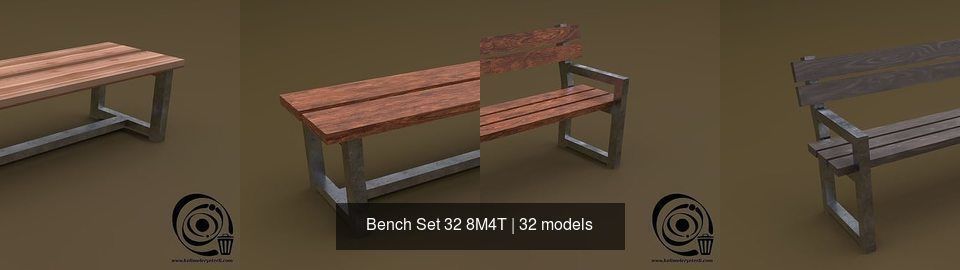 Bench Set 32 8M4T 3D Model Collection_25