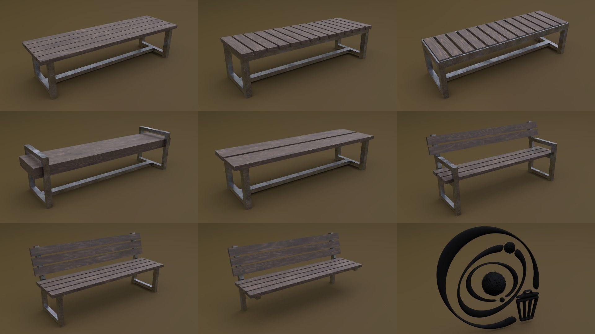 Bench Set 32 8M4T 3D Model Collection_56