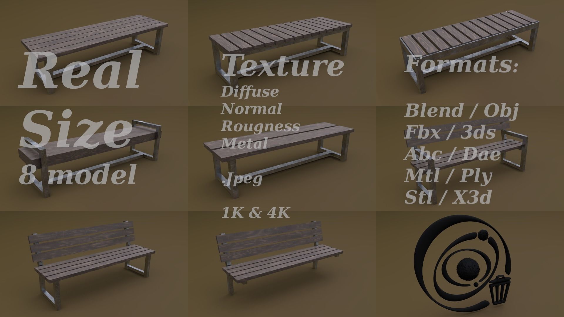 Bench Set 32 8M4T 3D Model Collection_58