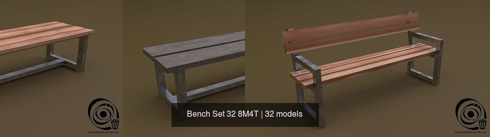 Bench Set 32 8M4T 3D Model Collection_20