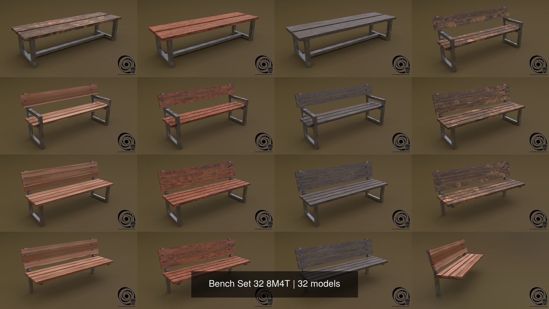 Bench Set 32 8M4T 3D Model Collection_21