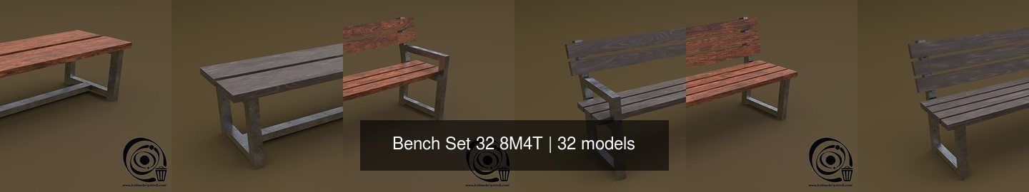 Bench Set 32 8M4T 3D Model Collection_19