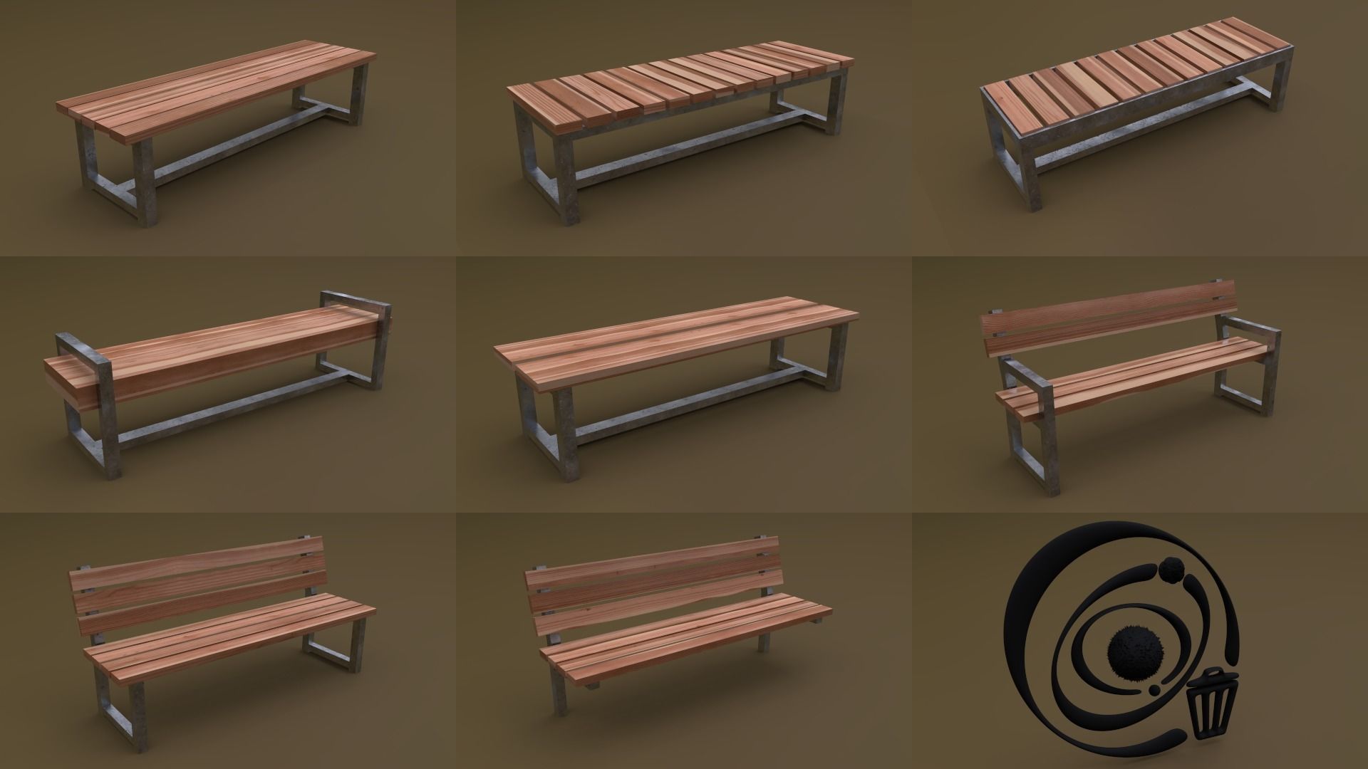 Bench Set 32 8M4T 3D Model Collection_48